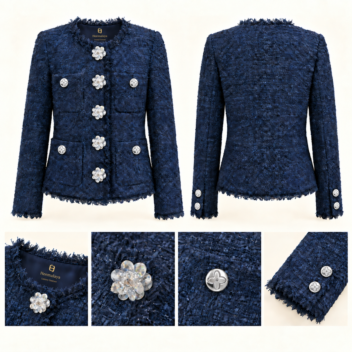 70641 front, back and detail collage with gold Heemalaya collar logos