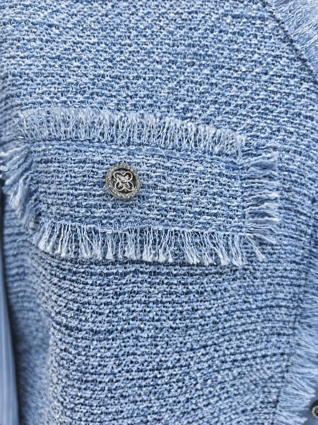 Light blue tweed skirt set 80125 – pocket button detail