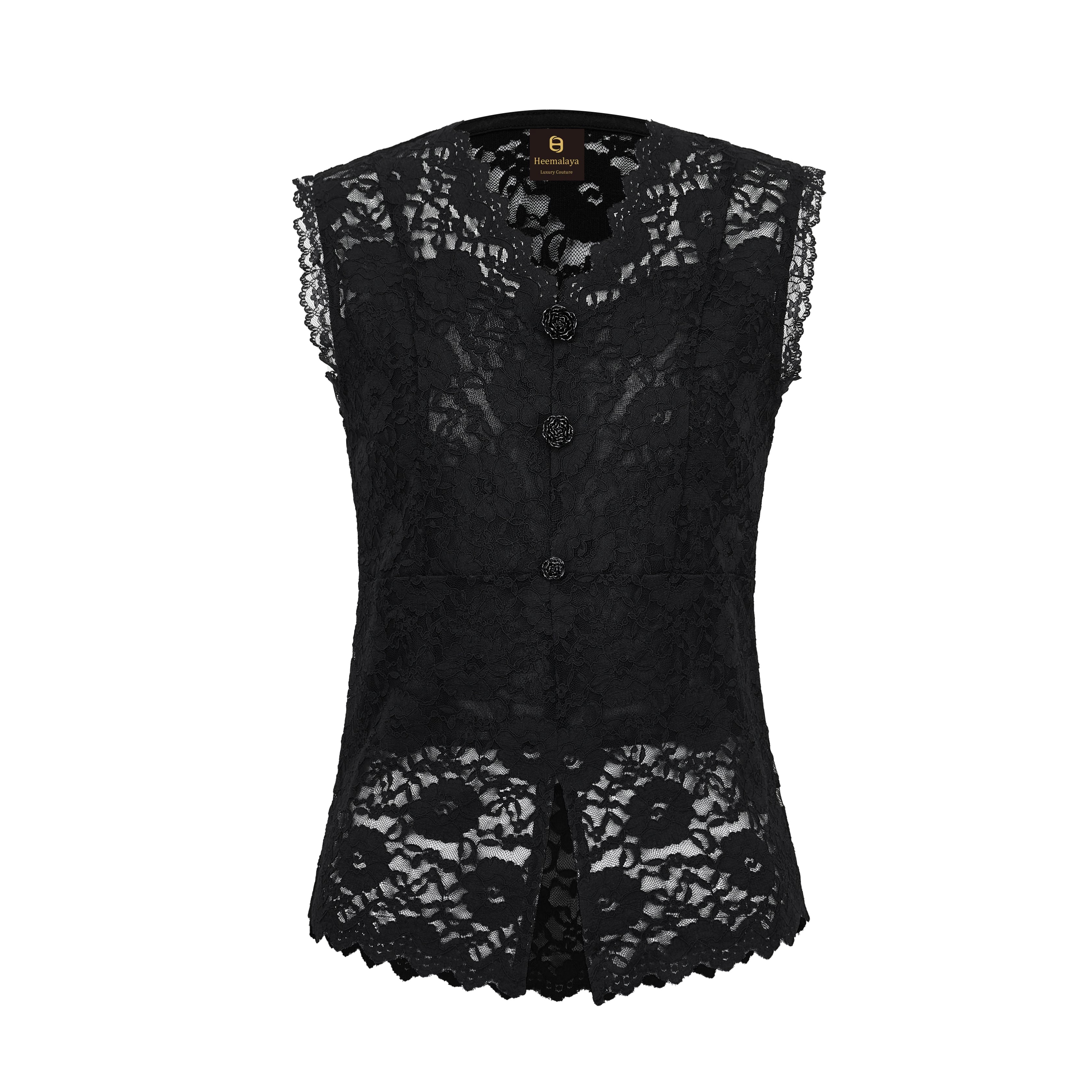 French Elegant Black lace vest 70421 - Heemalaya
