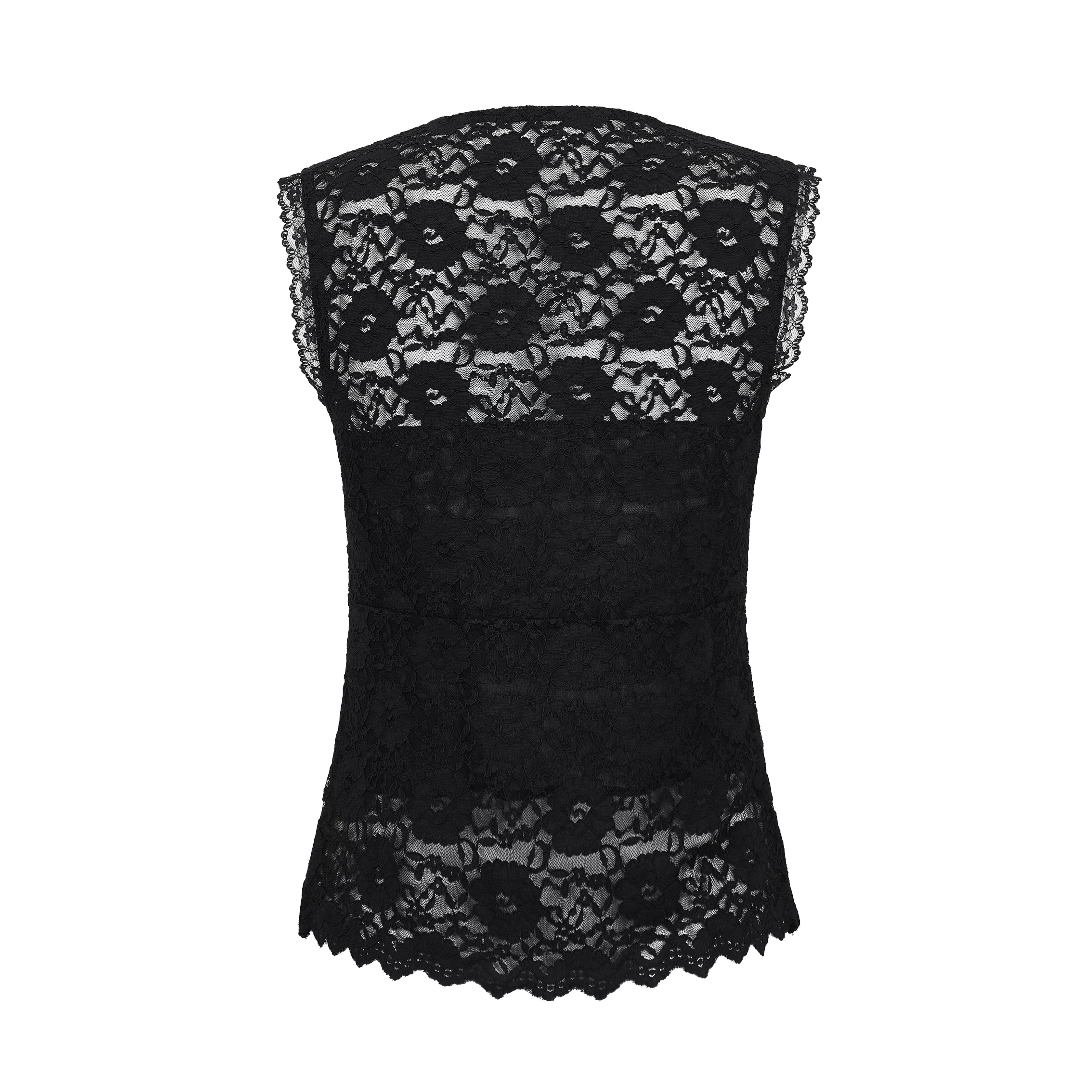 French Elegant Black lace vest 70421 - Heemalaya