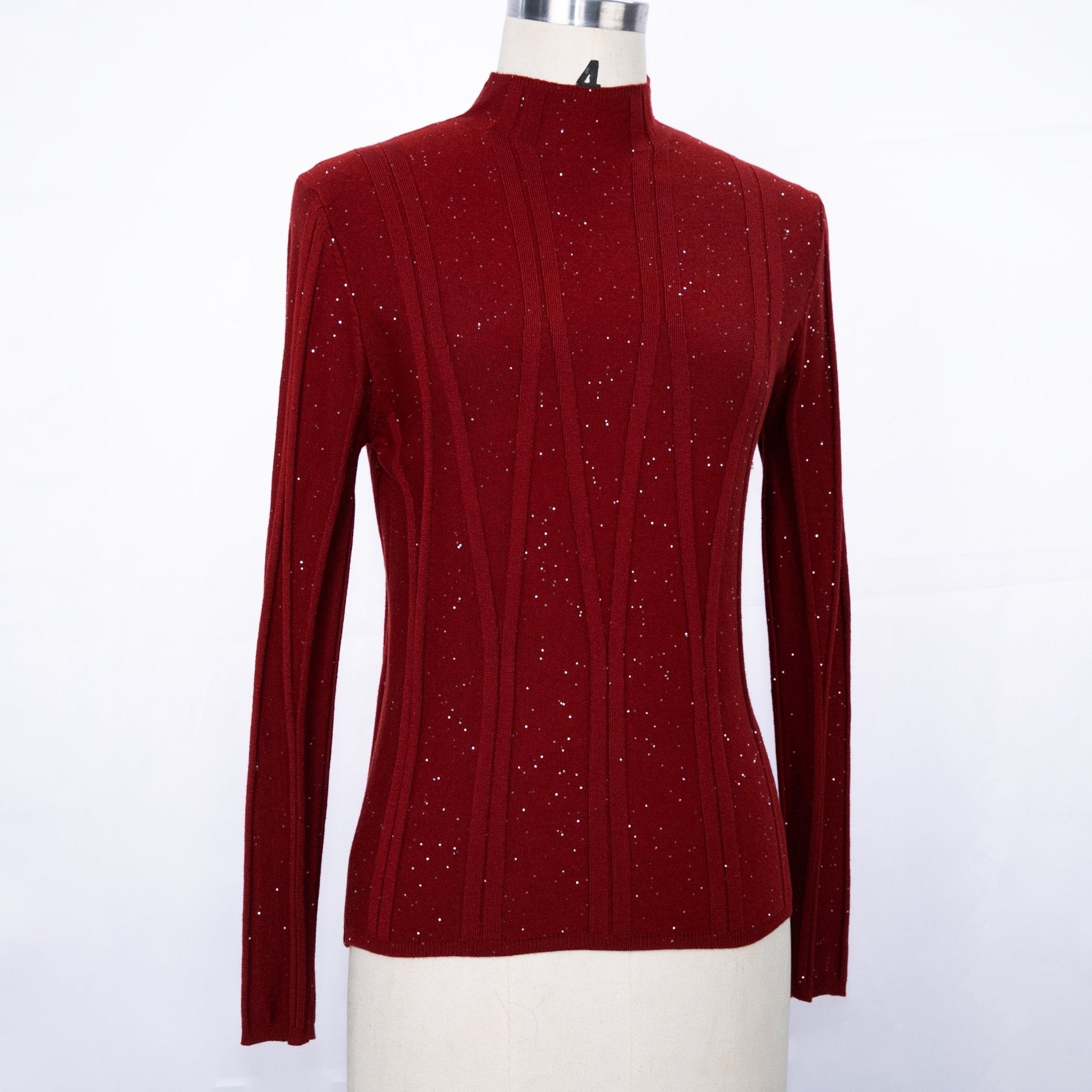 Sequin High Neck Stretchy Sweater 70375 - Heemalaya