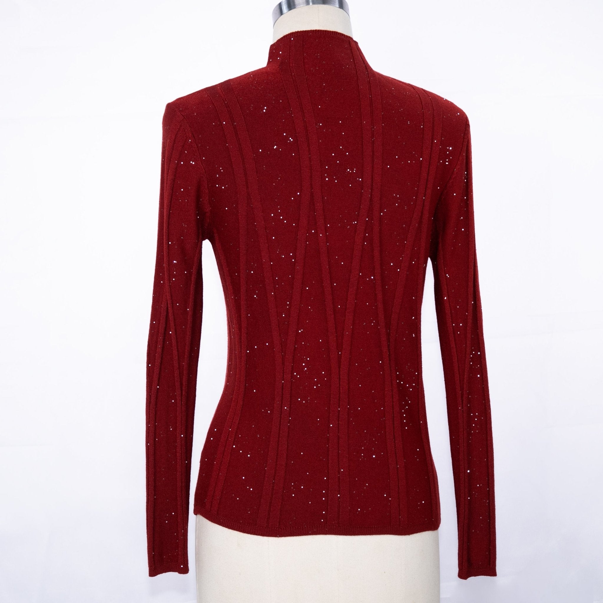 Sequin High Neck Stretchy Sweater 70375 - Heemalaya