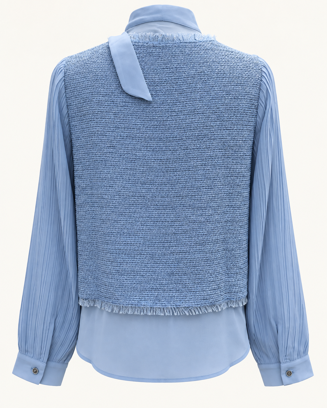 Light blue tweed skirt set 80125 – top back close