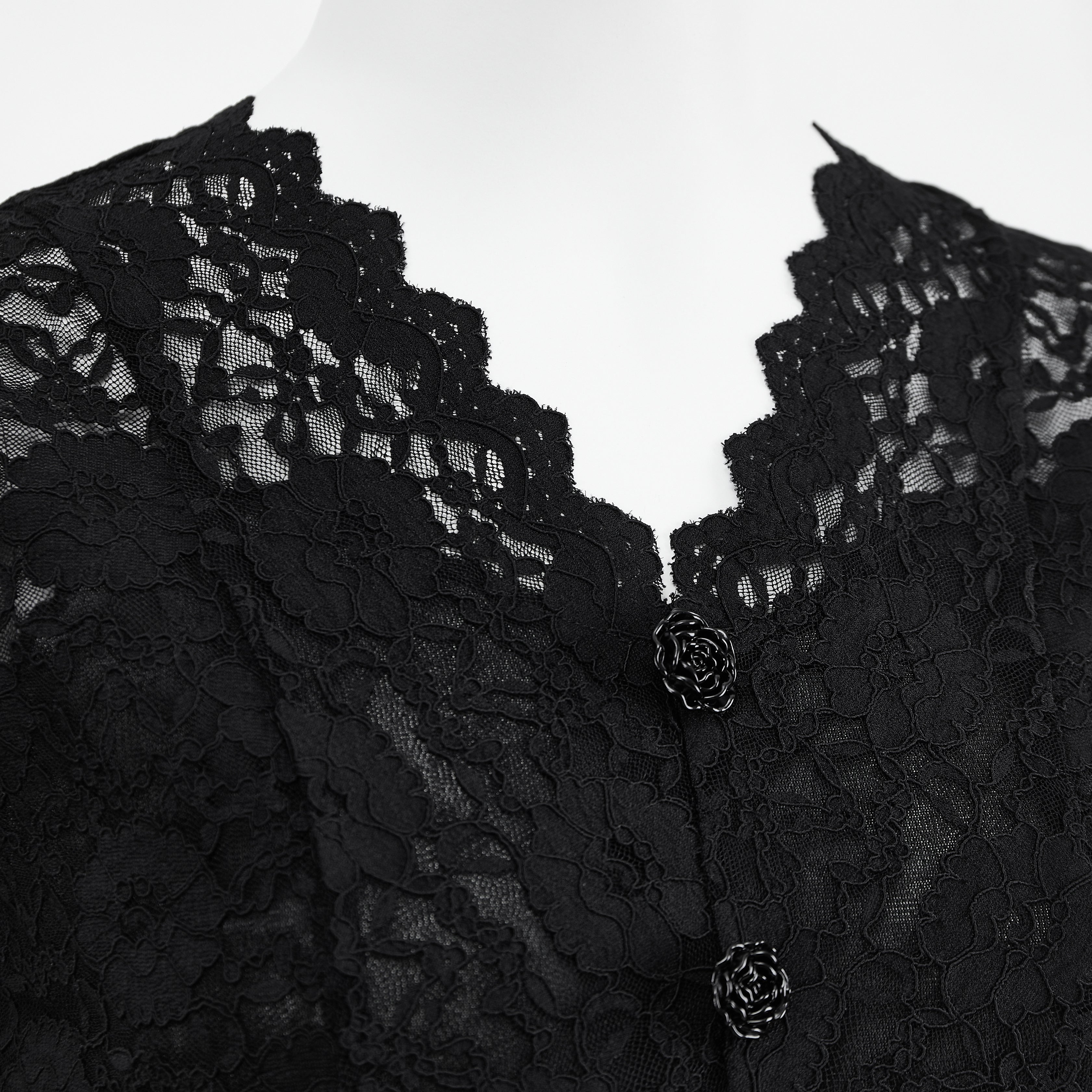 French Elegant Black lace vest 70421 - Heemalaya