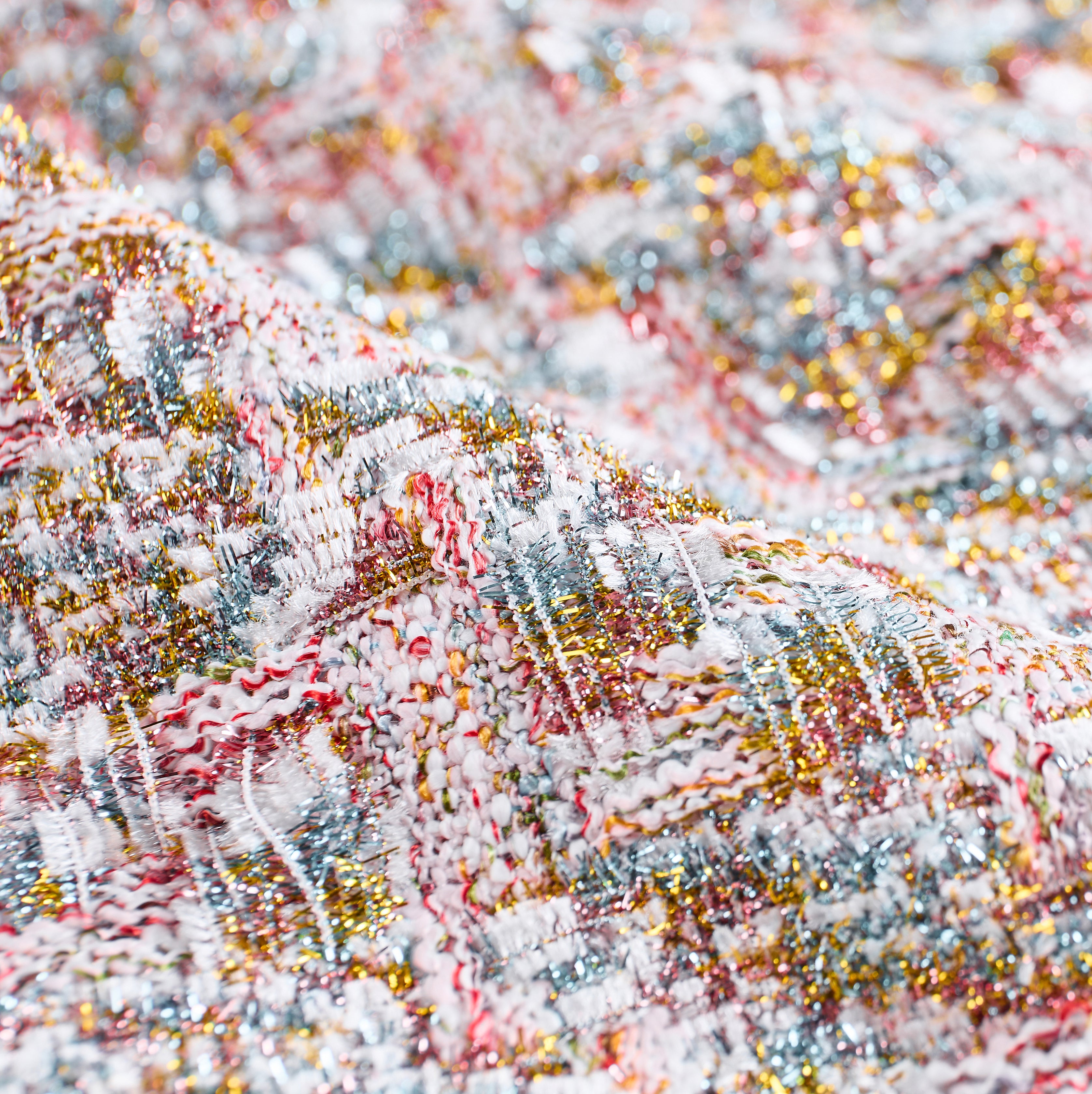 Colorful tweed jacket with butterfly button-Pink gold - Heemalaya