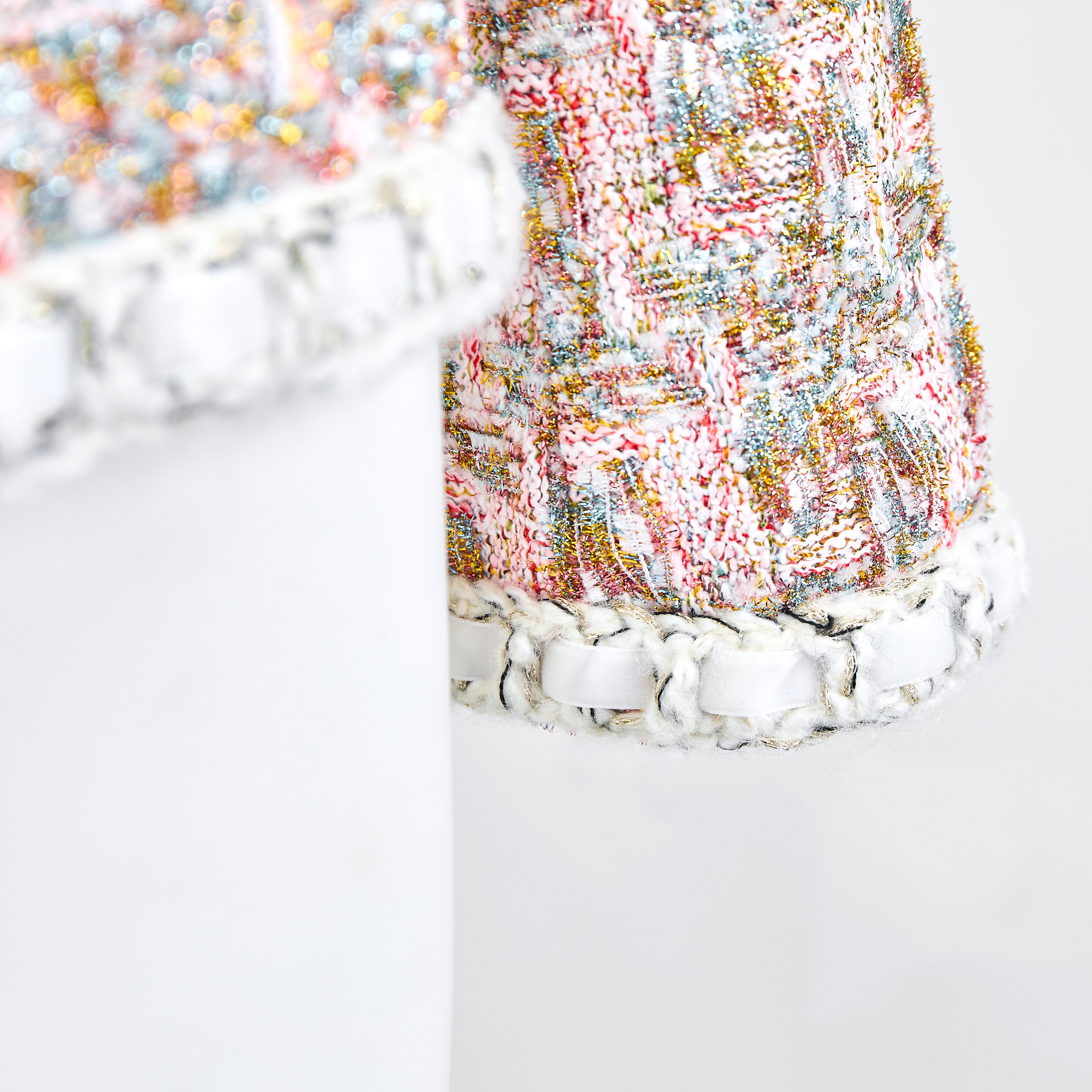 Colorful tweed jacket with butterfly button-Pink gold - Heemalaya