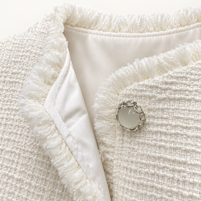 White Belted Tweed Vest for Women